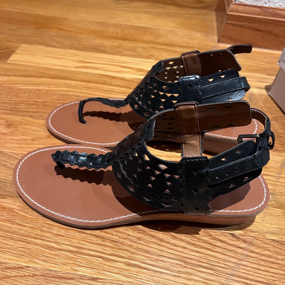 Franco Sarto Black and Brown Cutout Sandals